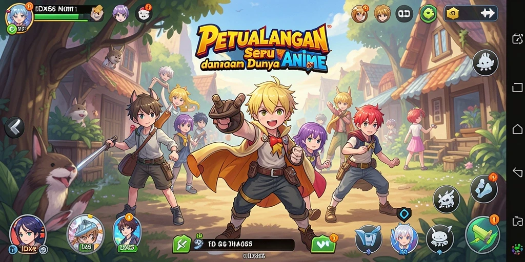 Tampilan gameplay seru dengan karakter anime yang mengesankan.