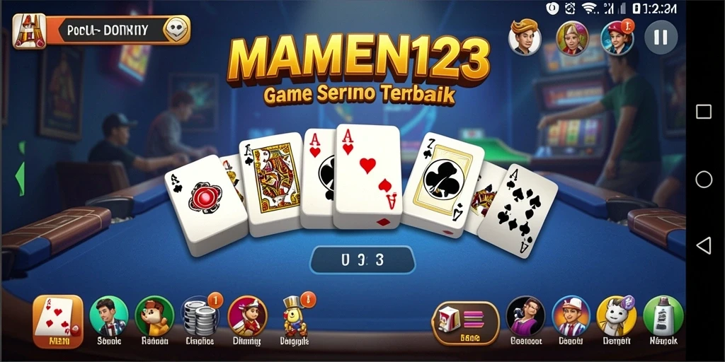 Screenshot gameplay MAMEN123 menampilkan serunya bermain Domino dengan teman.