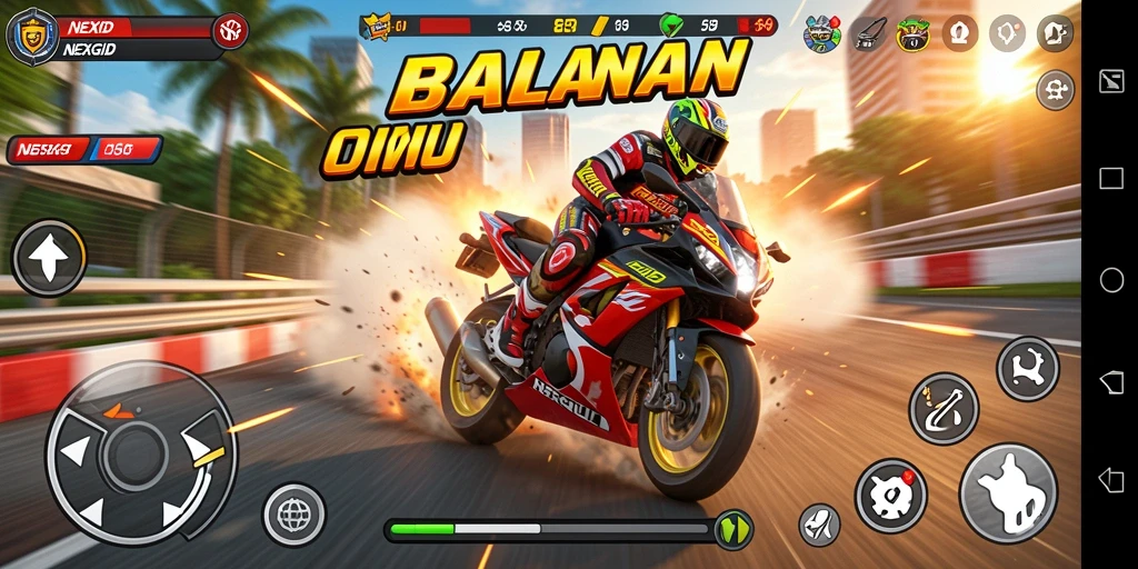 Gameplay NEXGID yang menegangkan dan penuh aksi balapan motor.