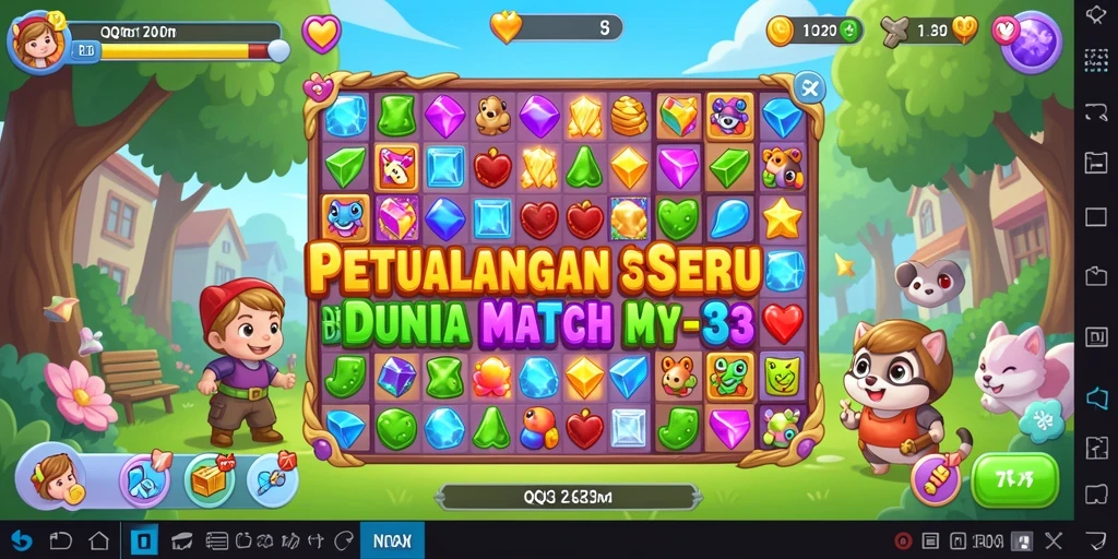 Screenshot gameplay QQ222 menampilkan aksi seru di papan Match-3.