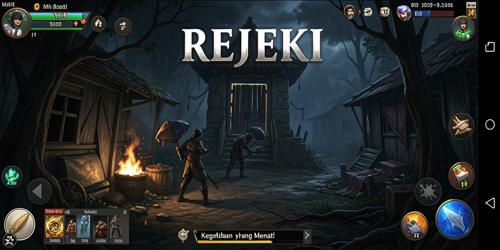 Screenshot gameplay menakutkan dari REJEKI dengan suasana Horror yang mencekam.