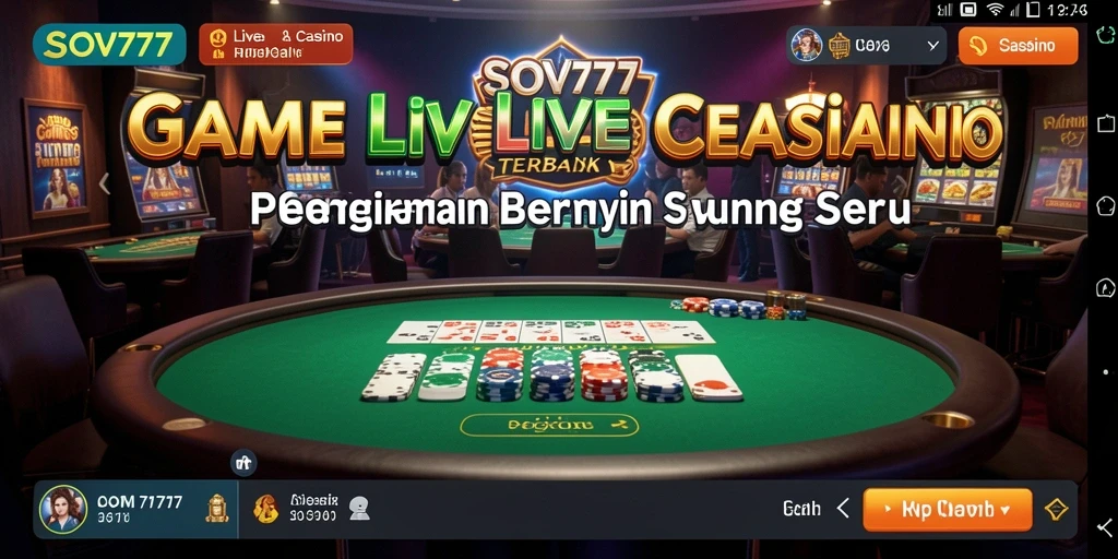 Screenshot utama SOV777 menampilkan dealer langsung dan suasana kasino yang realistis.