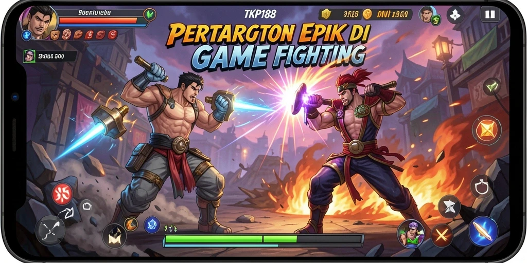 Screenshot gameplay TKP188 menampilkan pertarungan menegangkan dengan karakter yang beragam.