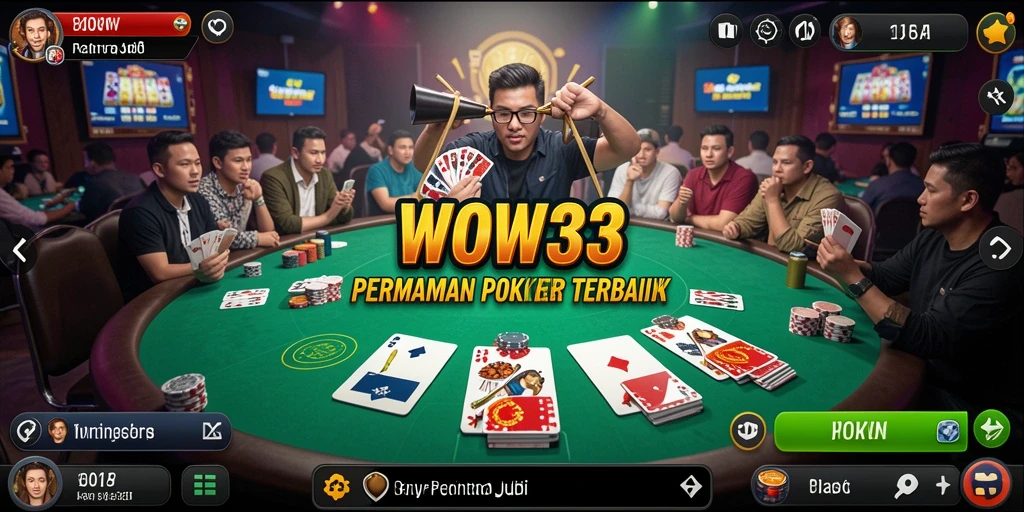 Screenshot gameplay WOW33 yang menampilkan aksi Poker seru.